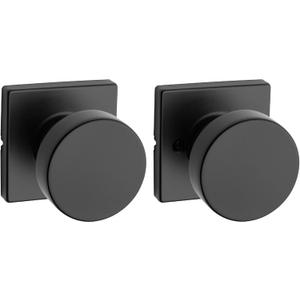 Kwikset Pismo Interior Passage Door Knob, Handle For Closet and Hallway Doors, Non-Locking Doorknob in Matte Black, with Microban Protection
