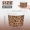 Zhehao 60 Pcs Leopard Print Ice Cream Disposable Dessert Paper Cups 9 oz Cheetah Print Bowls Snack Cups for Ice Cream Party Birthday Baby Shower Supplies