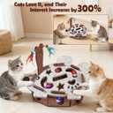 Interactive Felt Cat Maze Box with Cartoon Mouse-Shaped Post Puzzle ExerciseHide Seek Moving Toy for Cats, Mental Enrichment Self-Play Toy Encourages Hunting Instincts with 4 Balls (Gray)