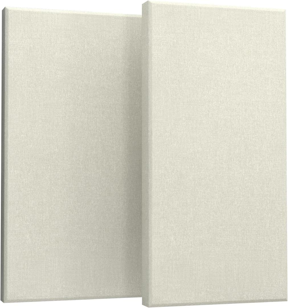 2 Pack Acoustic Panels 47.2"x23.6"x2" Soundproof Fiberglass Panel,Off White, 47.2" x 23.6"-2pcs