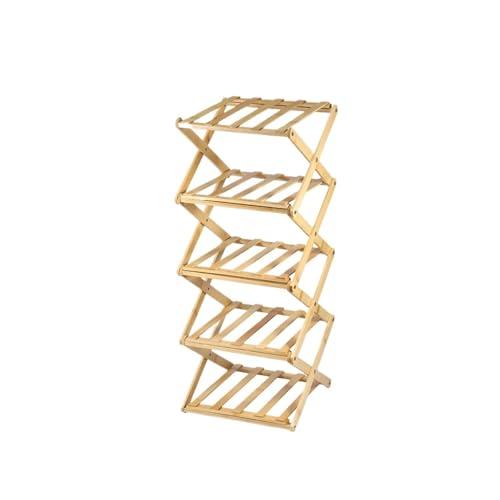 4/ 5 Tier Foldable Shoes Shelf Bamboo Simple Shoe Rack Household Retractable Multifunctional Storage Rack Saves Space(5 Layers)