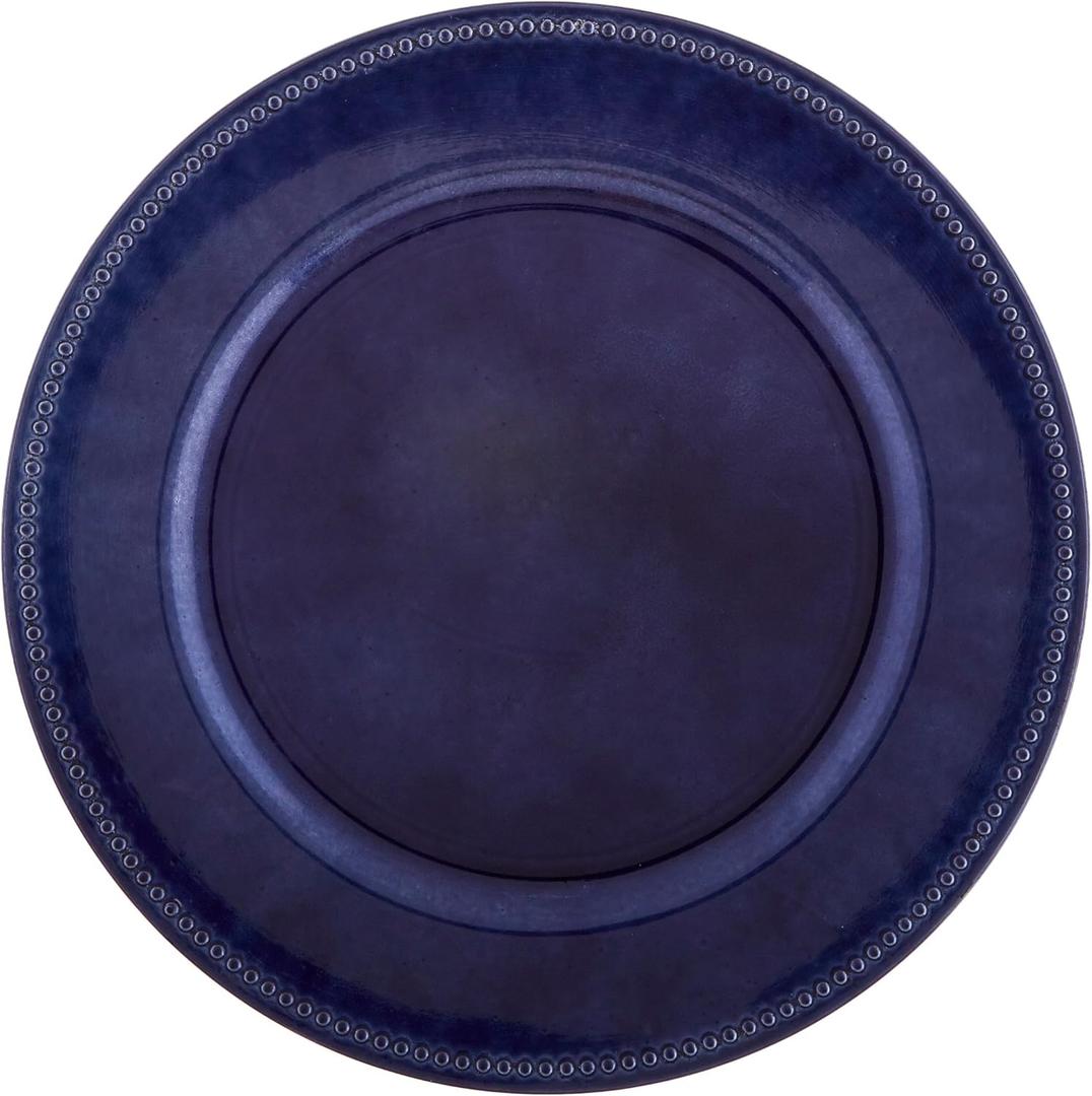 Charge It by Jay Beaded Charger Plate 13 Decorative Melamine Service Plate for Home, Professional Dining, Perfect for Upscale Events, Dinner Parties, Weddings, Banquets, Catering, 1 Piece, Royal Blue