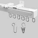 Ceiling Curtain Track, Heavy Duty Curtain Tracks System for Room Divider, Wall Mount Sliding Curtain Rail with Clip and Hooks Set for Living Room, Bedroom, Shower, Outdoor, White, 3ft-6ft