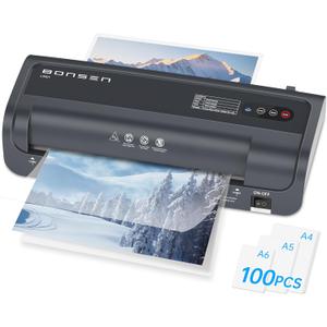 BONSEN A4 Laminator Machine, 9.33-Inch Thermal Laminator with Never Jam Technology, 100 Laminating Sheets, Laminates Photos Cards Documents, 4-in-1 Personal Laminators for Teachers Home Office School