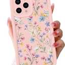 Aesthetic Flower Case for iPhone 16 Pro Max Case 6.9’’, Spring Cute Floral Pattern Case for Women Girls, Soft Bumper Slim Fit TPU Full Lens Protective Silicone Shockproof Phone Cover, Pink Blue Flower