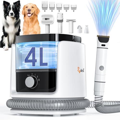 Rywell Professional 4L Large Capacity Dog Grooming Vacuum for Large Dogs & Multi-Pet Homes, 13000Pa 7-in-1 Pet Grooming Kit with Clippers&Brushes for Shedding, Trimming&Vacuuming, Low Noise