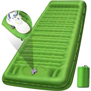 Camping Sleeping Pad, Extra Thick 5 Inch Camping Mat with Pillow Built-in Foot Pump Inflatable Sleeping Pads Compact for Camping Backpacking Hiking Traveling Tent Green