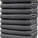 Premium Dish Cloths (12”x 12”, 12 Pack) – Waffle Weave Dish Cloth – 270 GSM – Cotton Kitchen Dish Cloth Set – Highly Absorbent Dish Towels Set with Hanging Loop (Grey)