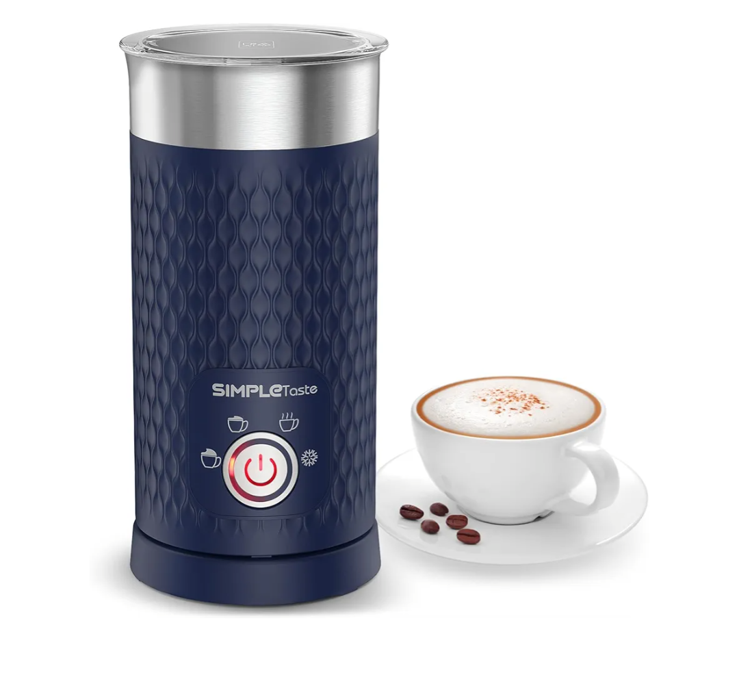 SIMPLETASTE Milk Frother, 4in1 Electric Milk Steamer, Automatic Warm and Cold Foam Maker and Milk Warmer for Latte, Cappuccinos, Macchiato