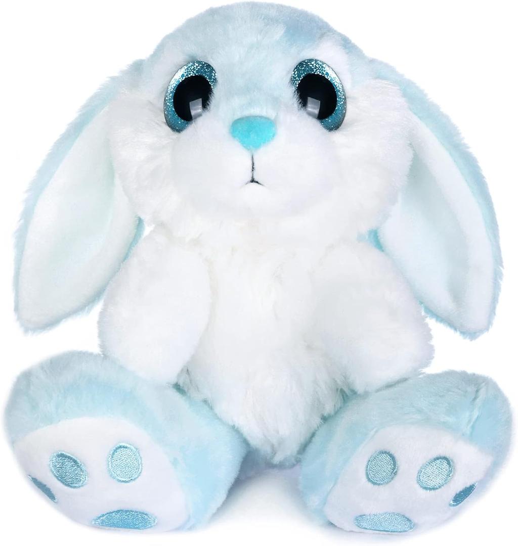 My OLi Bunny Stuffed Animal 8.5in Plush Rabbit with Floppy Ear Bedtime Friend Soft Toy Gifts for Girls Boys Kids, Blue