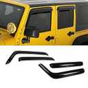 ZZDSNJ Tape-On Window Visors 4-Piece for 2007-2018 Jeep Wrangler 4-Door (JK) Sun Rain Guard Shield Shade Smoke 94249