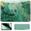 B BELK Compatible with MacBook Air 13 inch Case 2021 2020 2019 2018 M1 A2337 A2179 A1932 Touch ID,Plastic Hard Shell Case for MacBook Air 13.3 inch+2 Keyboard Cover+Screen Protector,Green Pearl Marble