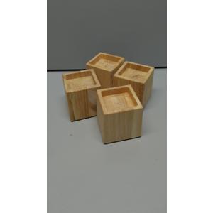 TQVAI Wood Bed Risers - Supports up to 2200 lbs - Heavy Duty Furniture Risers for Sofa Desk Couch Table, Pack of 4 Bed Frame Legs Support with Non-Slip Rubber Pad, 3.5" H(Inner 3" H) - Original