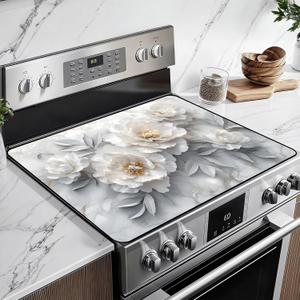 Heat-Resistant Glass Stove Top Cover with Anti-Slip Rubber Coating – 28.5x20.5 Inch Electric Stove Protector, Scratch-Resistant, Expands Counter Space, Stylish Kitchen Decor