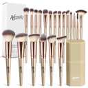 20 PCS Travel Makeup Brush Set, Makeup brushes, Professional Foundation Eyeshadow Concealer Blush Powder Bronzer Brushes,Versatile Face Make Up Tools with Travel Makeup CaseChampagne Gold