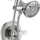 Replacement 5" Dual Shower Combo Faucet Tub Trim Kit for Delta 13/14 Series, High Pressure Round Rain Shower Head& Handheld Set, Faucet System, Brushed Nickel (Valve& Catridge Not Inclued)