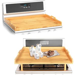 Gas Stove Cover with Extra Large Cutting Board, 29"L x 22"W Bamboo Noodle Board with Handles and Adjustable Legs for Electric or Gas Top, Counter Space, Sink Cover, or RV Protector