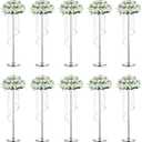 Nuptio Wedding Centerpieces Silver Vases: 10 Pcs 35.4in Tall Crystal Flower Vase Metal Flowers Stand for Party Tables Decorations - Elegant Bulk Weddings Decoration Table Chandelier Centerpiece stands