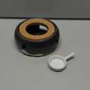 BSTKEY Teapot Warmer, Ceramic Tea Warmer with Tealight Holder and Cork Cushion, Teapot Heater for Heating Coffee Milk Tea (Black, Star Style)