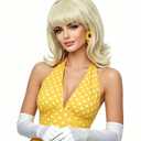 Rugelyss Short Blonde Wig with Bang Retro Bouffant Beehive Wigs fits 80s Costume or Halloween Party