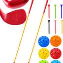 2 Pack Backyard Golf Game Clubs with 5”x 3.5” Oversize Heads and 36” Lightweight Carbon Shaft for Adults Play Outdoor Golf Yard Game in Grass Parks Yards with 6 Practice Ball and 1 Store Bag, 2 Pack-Red-Carbon