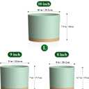 Plant Pots, 10/9/8 Inch 3 Pack Cylindrical Flower Pots with Drainage Holes and Saucers, Plastic Planters for Outdoor Indoor Plants,Green Brown