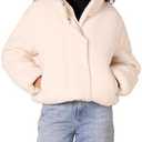 Amazon Essentials Women's Relaxed Fit Cropped Full-Zip Puffer Jacket with Snap Closure, Quilted Matte or Sherpa Fleece Size XL