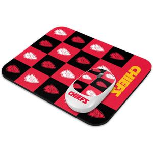 SOAR NFL Wireless Mouse and Mouse Pad- Checkered (Kansas City Chiefs)