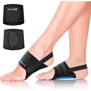 Healrecux Arch Support Braces for Plantar Fasciitis Relief, Adjustable Compression Bands with Gel Pad Orthotics Inserts for Feet Flat, High & Fallen Arches, Foot Support(Anti-Slip Spots) (One Size)
