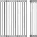 ZYCLANYANG Foldable Over Sink Dish Drying Rack - Stainless Steel Sink Drain Rack with Silicone Edges, Roll-Up Storage for Kitchen, RV, Dorm Sinks (14.5×11.4in)