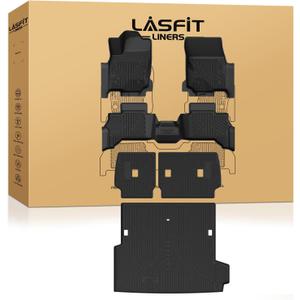 LASFIT Floor Mats for Toyota 4Runner 2025 (Only fit Hybrid) wtih Trunk mat&backrest mat, All Weather TPE Custom Fit Floor Liner for 4 Runner TRD/Limited/Platium 6th gen Front&Rear Car Mats, Black