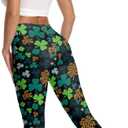 St Patricks Day Leggings for Women,Shamrock High Waist Pants Yoga Pants Bottoms Irish Outfit Plus Size Green Leggings Womens (L)