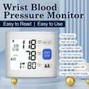 Wrist Blood Pressure Monitor LCD Display, Adjustable Wrist Blood Pressure Cuff 90x2 Reading Memory Wrist Bp Monitor with Storage Case(White)