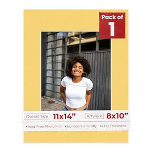 11x14 Mat Bevel Cut for 8x10 Photos - Acid Free Chamois Yellow Precut Matboard - for Pictures, Photos, Framing - 4-ply Thickness