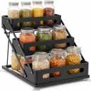 3-Tier Vertical Spice Rack Organizer for Cabinet, Adjustable Height (10.04-10.83in) Coated Iron Kitchen Pantry Shelf, Heavy Duty 30lbs Capacity Space Saver for RV & Small Apartment, No Assembly