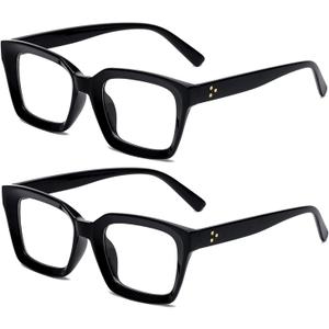 EYLRIM Classic Thick Square Frame Clear Lens Glasses for Women Men Non Prescription Eyeglasses (B1 Bright Black+bright Black)