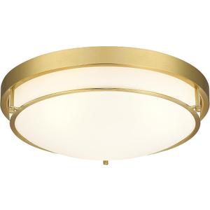 16 inch Flush Mount Light Fixture, 3-Light Modern Ceiling Light with Polished Gold Finish for Hallway Kitchen Laundry Bedroom, CL4822-3W-PG