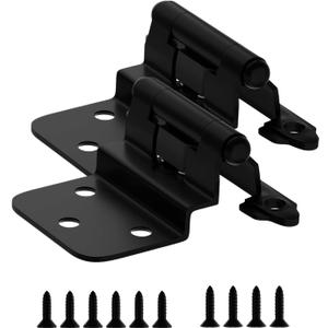 20 Pack 10 Pairs 3/8" Inset Kitchen Cabinet Door Hinges, Semi-Concealed Hinges, Self-Closing Cabinet Hinges with Mount Screws (Matte Black)