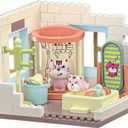 Koko's Cat Town DIY Miniature House Kit, Tiny White House Series Bathroom Building Kit, Dollhouse with 254PCS, Cat Toys Gift for Girls Boys Teens Kids Ages 3+