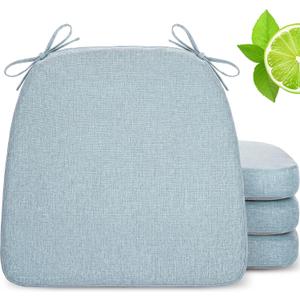 Geetery 4 Pcs Checkered Chair Cushion for Dining 17"x16"x2" Thick Buffalo Plaid Non-Slip Chair Pad with Tie and Removable Cover for Home Outdoor Patio Indoor Seat Cushion (Solid Color,Light Blue)