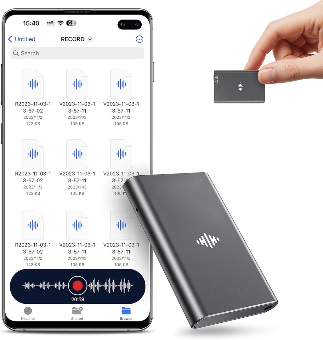 Magnetic Voice Recorder 128GB - Recording Device with DSP4.0 AI Noise Cancellation, 9200 Hours Storage HD Audio Recorder, Compact Voice Activated Recorder for Lectures/Meetings/Interviews