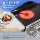 W11171119 8273994 Radiant Surface Element 6in Range Radiant Surface Element, Compatible with Whirlpool, Kenmore Electric Furnace Oven Replaces W11171119 AP6012390 PS11745598 PS11764915 W10823711