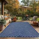 Garvee 9x12 Extra Large Outdoor Rug Waterproof Reversible Patio Carpet, Big RV Camping Mat for Deck, Backyard, Porch, Balcony, Beach, Garden, Lawn, UV Protected Navy Blue Outdoor Rug, Navy&White.