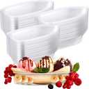 Rtteri 200 Pcs Banana Split Boat Plate 12oz Disposable Ice Cream Sundae Bowls Banana Split Bowls Clear PET Plastic Splits Bowl Tray for Party Dish Dessert Birthday Carnivals Gelato Home