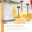 60 Pcs Black Cocktail Picks Black Bow Decor Fruit Fork Bow Drink Stirrers for Appetizers Decorative Halloween Holiday Party Food Drink Garnish Fruit Sticks