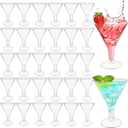 50 Pack Plastic Martini Glasses,7 oz Clear Disposable Cocktail Cups, Reusable Tall Stemmed Wine Shooter Glasses for Party Wine, Champagne, Margarita