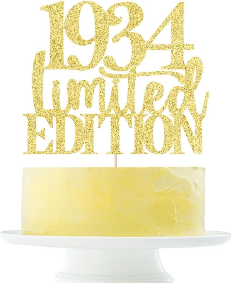 Limited EDITION 1934 cake topper 92th birthday happy birthday cake topper men and women cheer 92 years old handmade gold glitter cake decoration (1934)