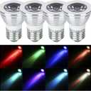 LED Color Changing Light Bulb 4pack,E26/E27 3W RGB Spotlight with IR Remote Control Mood Ambiance Lighting Colorful LED Light