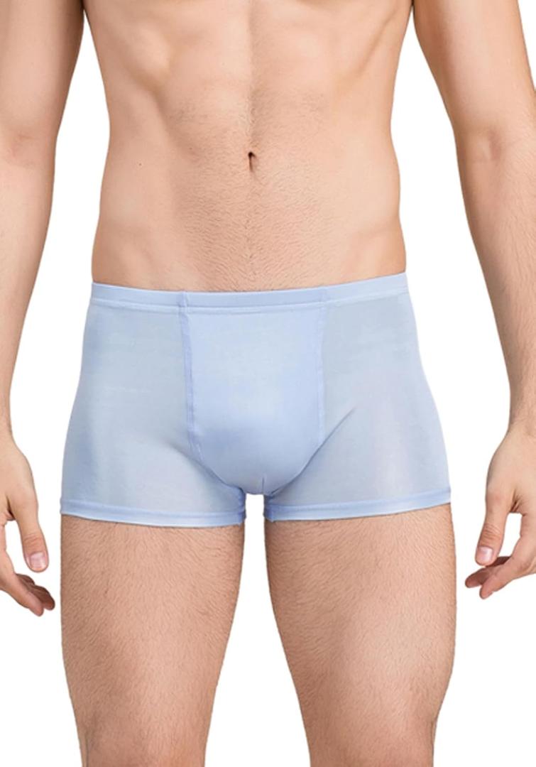 Men's Silk Boxer Briefs Underwear Breathable Moisture-Wicking Pure Silk Panties for Man (Purple, S)