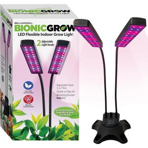 Bell+Howell Bionic Grow Grow Light for Indoor Plants 2 Heads Growing Lamp with 8 Brightness Settings, 3 Light Modes Including Full Spectrum UV Light Growing Plant Light As Seen On TV